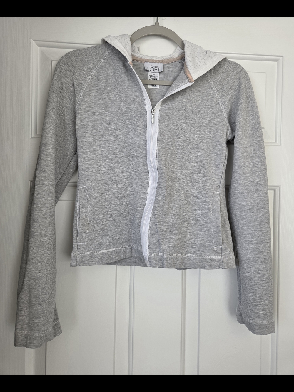 LOFT Heather Gray Lightweight Zip Hoodie